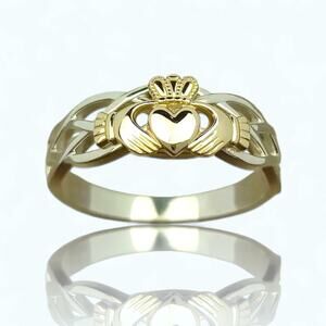 Celtic Claddagh Ring Gold Crown Heart Irish Band Size 6 Wedding Gift NWT